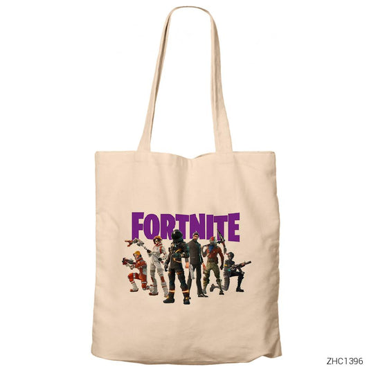 Fortnite Team 1 Krem Fermuarlı Bez Çanta Gabardin