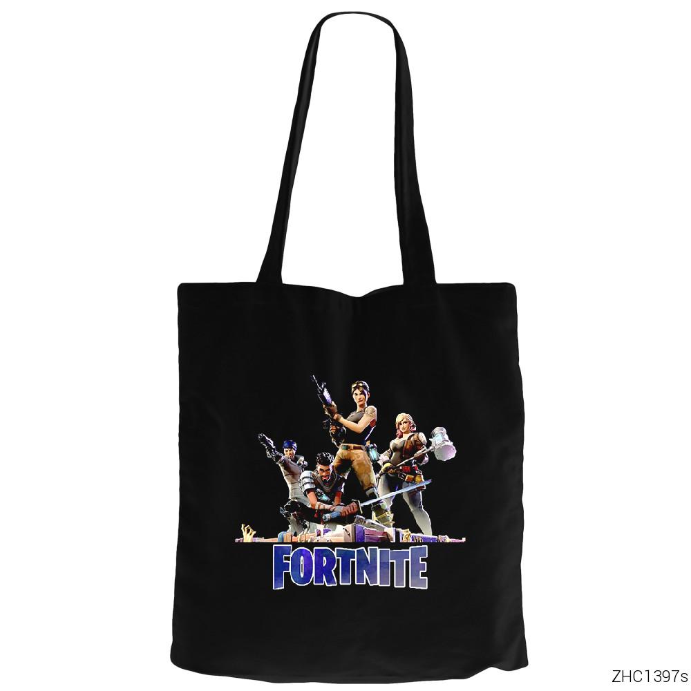 Fortnite Team 2 Siyah Fermuarlı Bez Çanta Gabardin