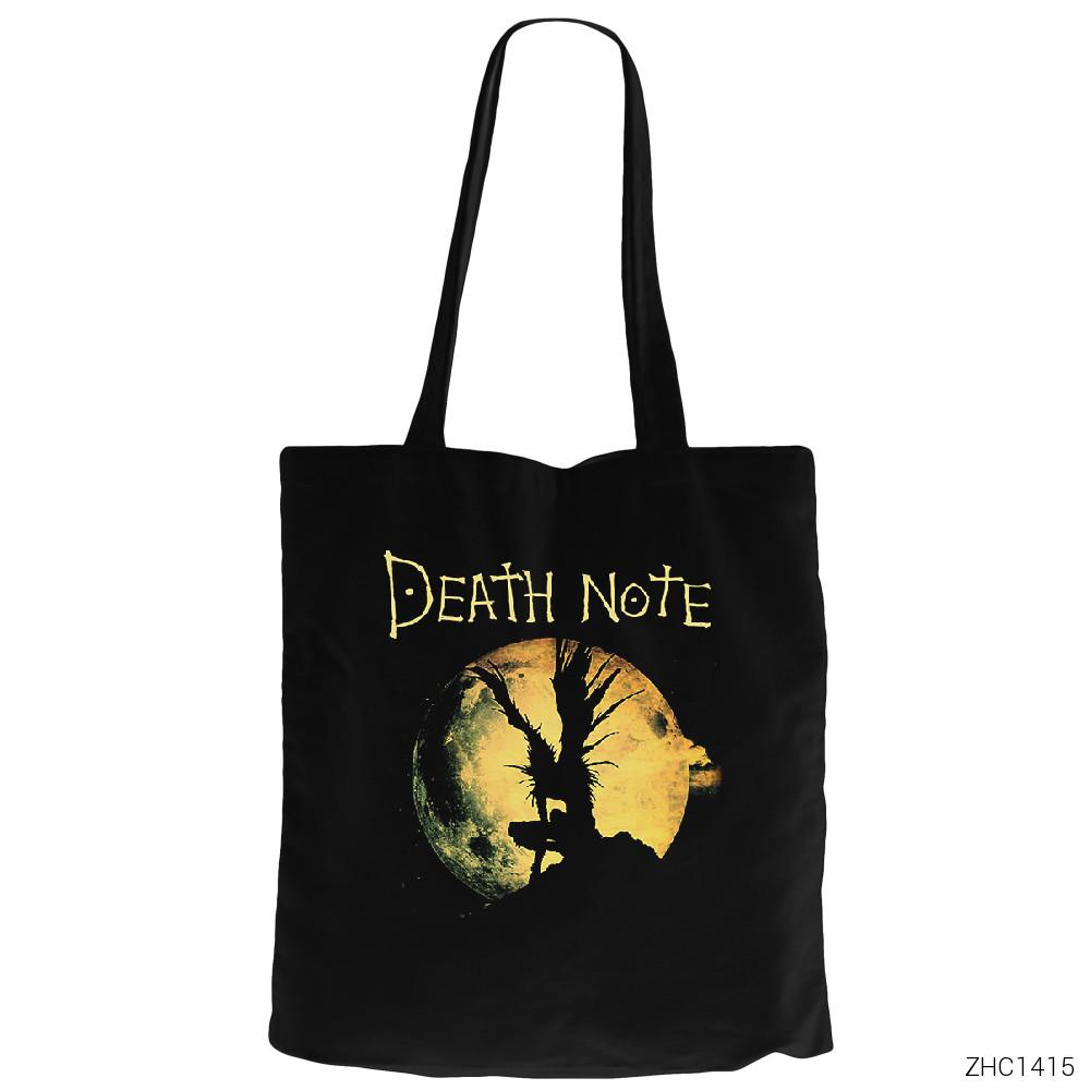 Death Note Moon Siyah Fermuarlı Bez Çanta Gabardin