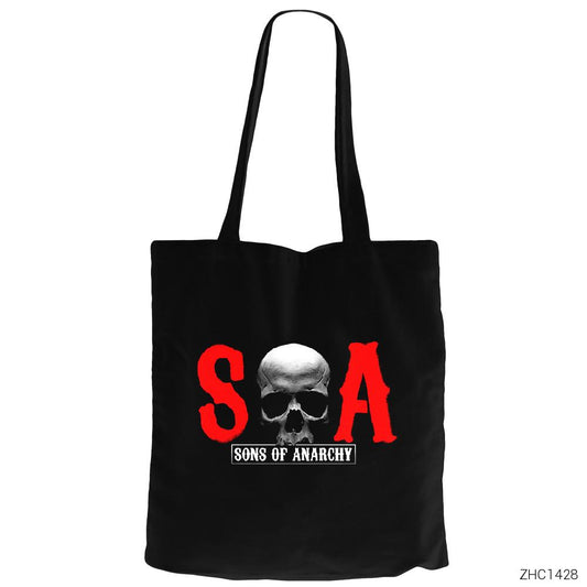 Sons of Anarchy SOA Siyah Fermuarlı Bez Çanta Gabardin