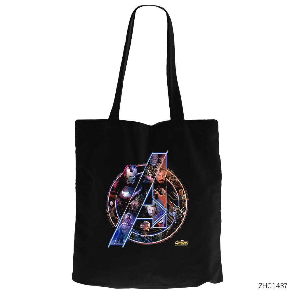 Avengers Infinity War Siyah Fermuarlı Bez Çanta Gabardin