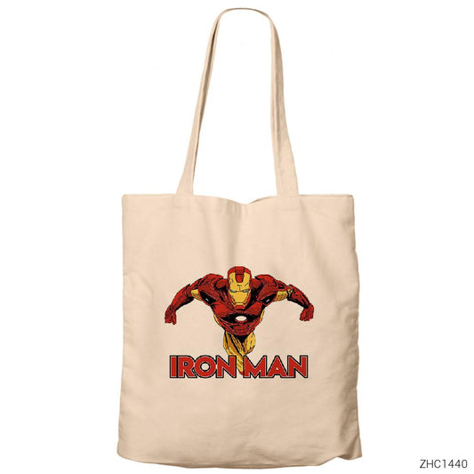 Avengers Infinity War Iron Man Fly Krem Fermuarlı Bez Çanta Gabardin