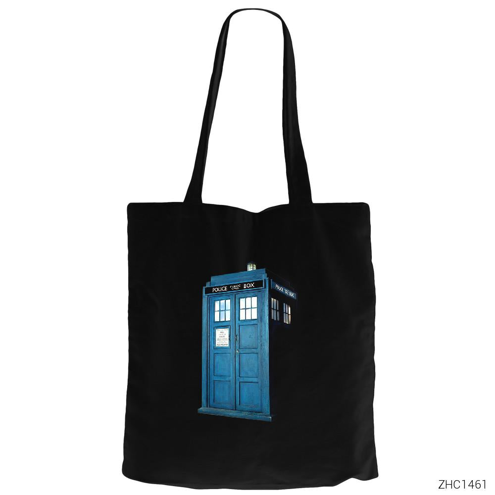 Doctor Who Tardis Siyah Fermuarlı Bez Çanta Gabardin