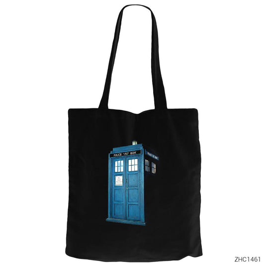 Doctor Who Tardis Siyah Fermuarlı Bez Çanta Gabardin