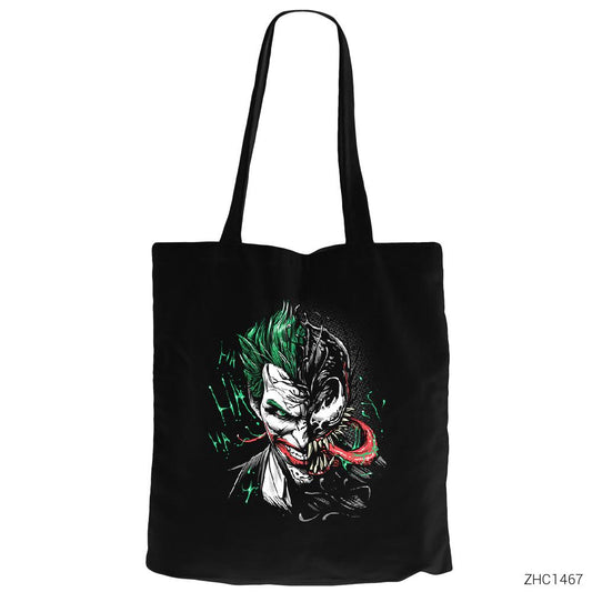 Joker Venom Siyah Fermuarlı Bez Çanta Gabardin