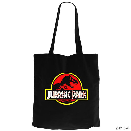 Jurassic Park Classic Siyah Fermuarlı Bez Çanta Gabardin