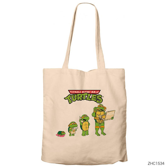 Ninja Turtles Michelangelo Krem Fermuarlı Bez Çanta Gabardin