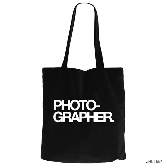 Photographer Siyah Fermuarlı Bez Çanta Gabardin
