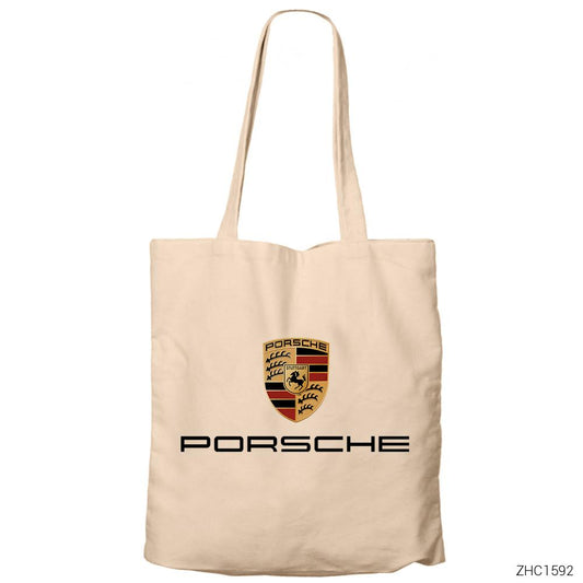 Porsche Krem Fermuarlı Bez Çanta Gabardin