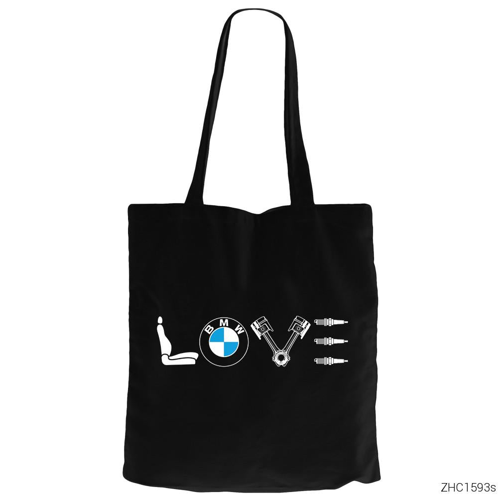 BMW Love Siyah Fermuarlı Bez Çanta Gabardin