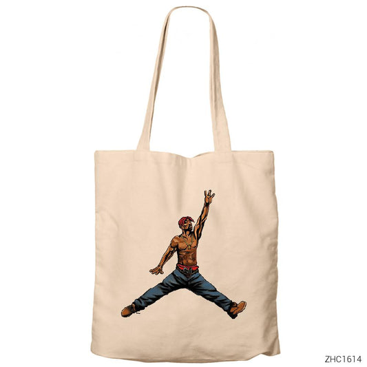 Tupac Jordan Krem Fermuarlı Bez Çanta Gabardin