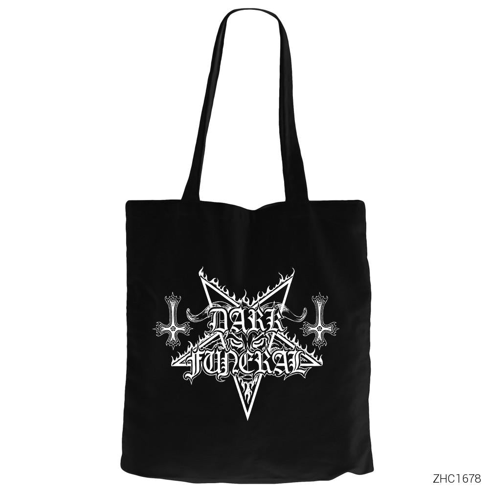 Dark Funeral Siyah Fermuarlı Bez Çanta Gabardin