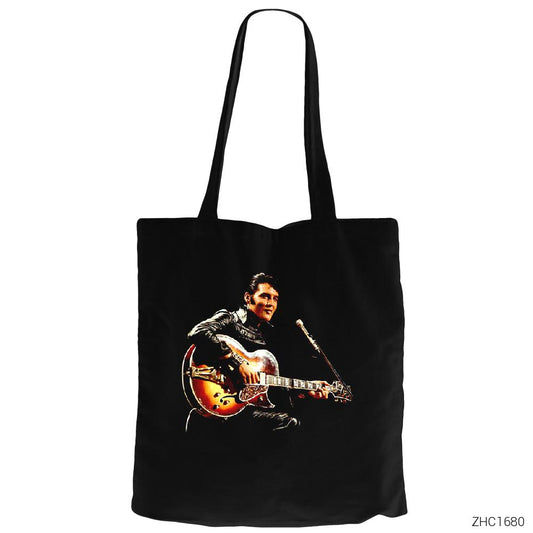 Elvis Presley Siyah Fermuarlı Bez Çanta Gabardin