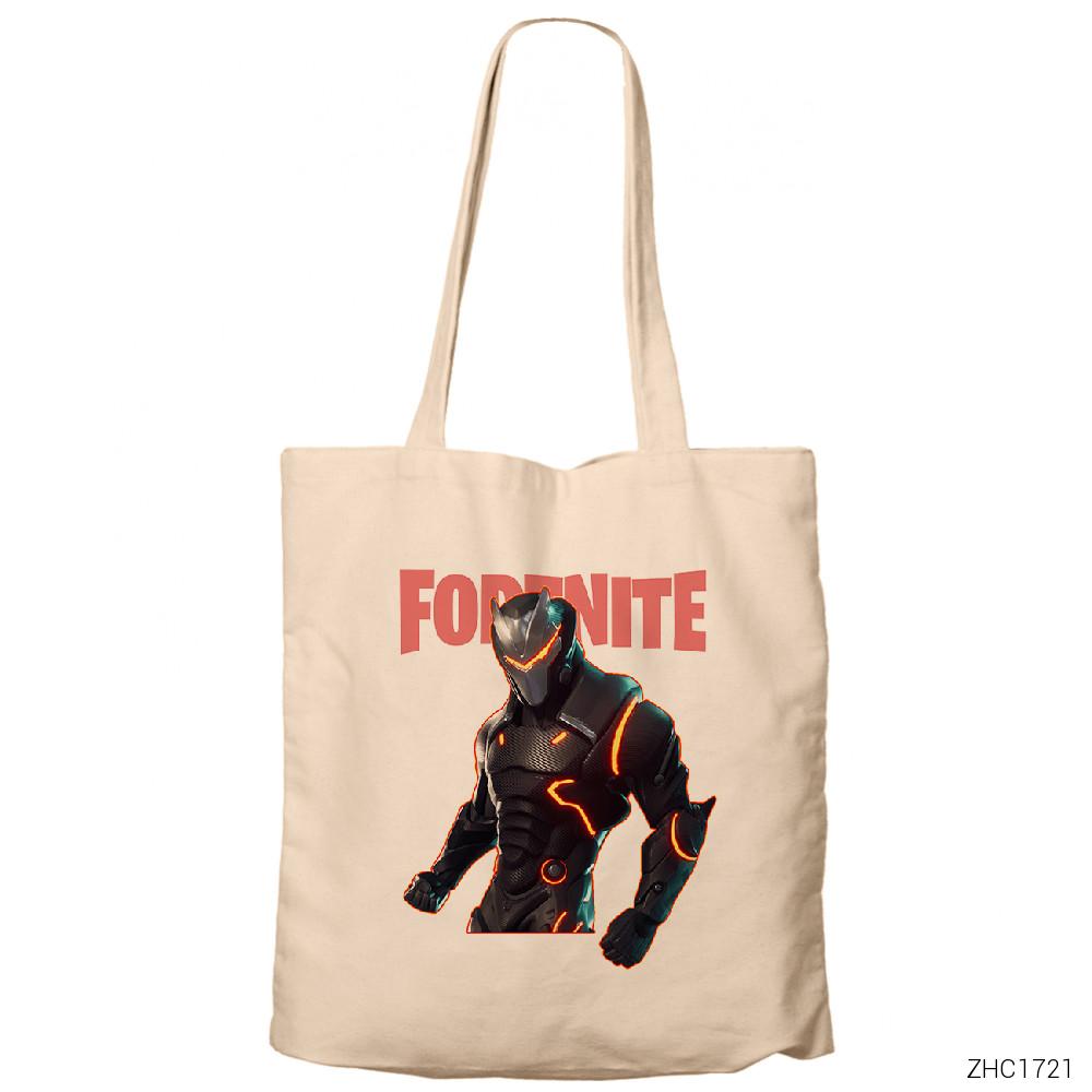 Fortnite Omega Skin Krem Fermuarlı Bez Çanta Gabardin