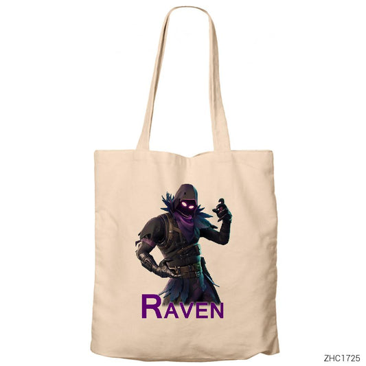 Fortnite Raven Krem Fermuarlı Bez Çanta Gabardin