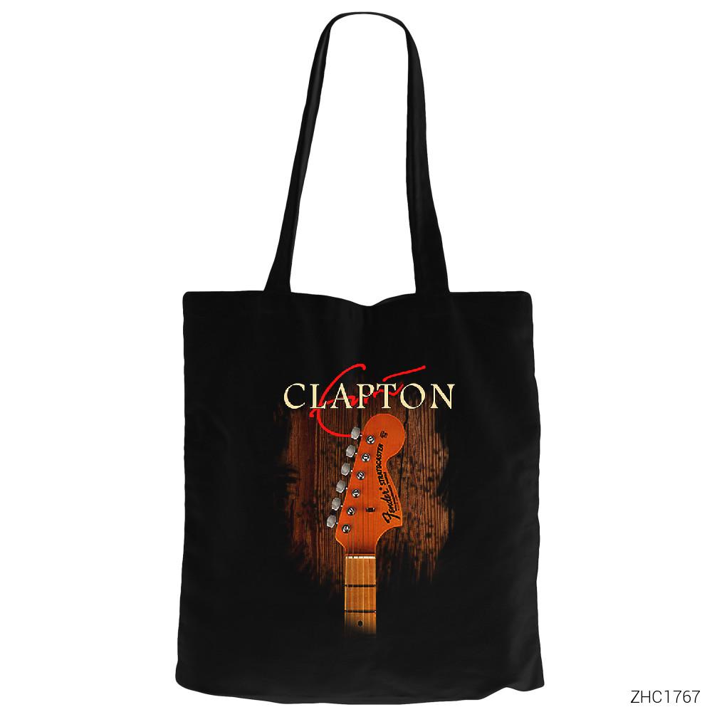 Eric Clapton Guitar Siyah Fermuarlı Bez Çanta Gabardin