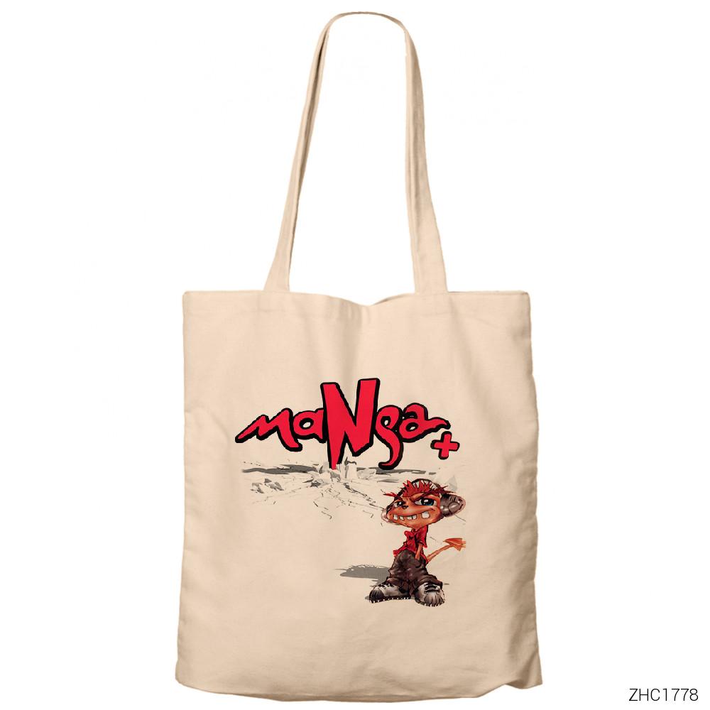 Manga 2 Krem Fermuarlı Bez Çanta Gabardin