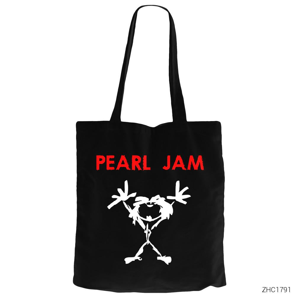 Pearl Jam Mascot Siyah Fermuarlı Bez Çanta Gabardin