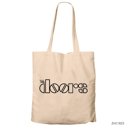 The Doors Outline Krem Fermuarlı Bez Çanta Gabardin