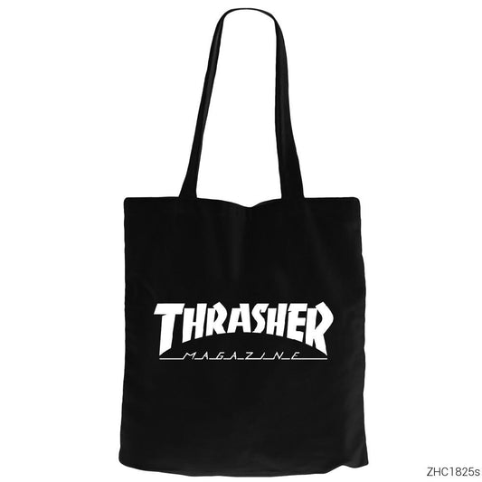 Thrasher Magazine Classic Siyah Fermuarlı Bez Çanta Gabardin