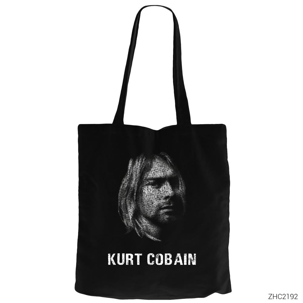 Kurt Cobain Lyrics Siyah Fermuarlı Bez Çanta Gabardin