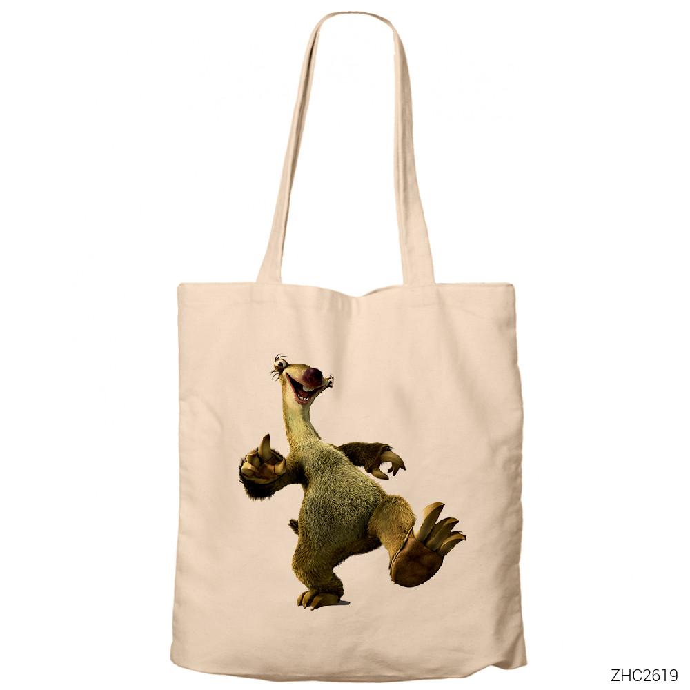 Buz Devri Sid 2 Krem Fermuarlı Bez Çanta Gabardin