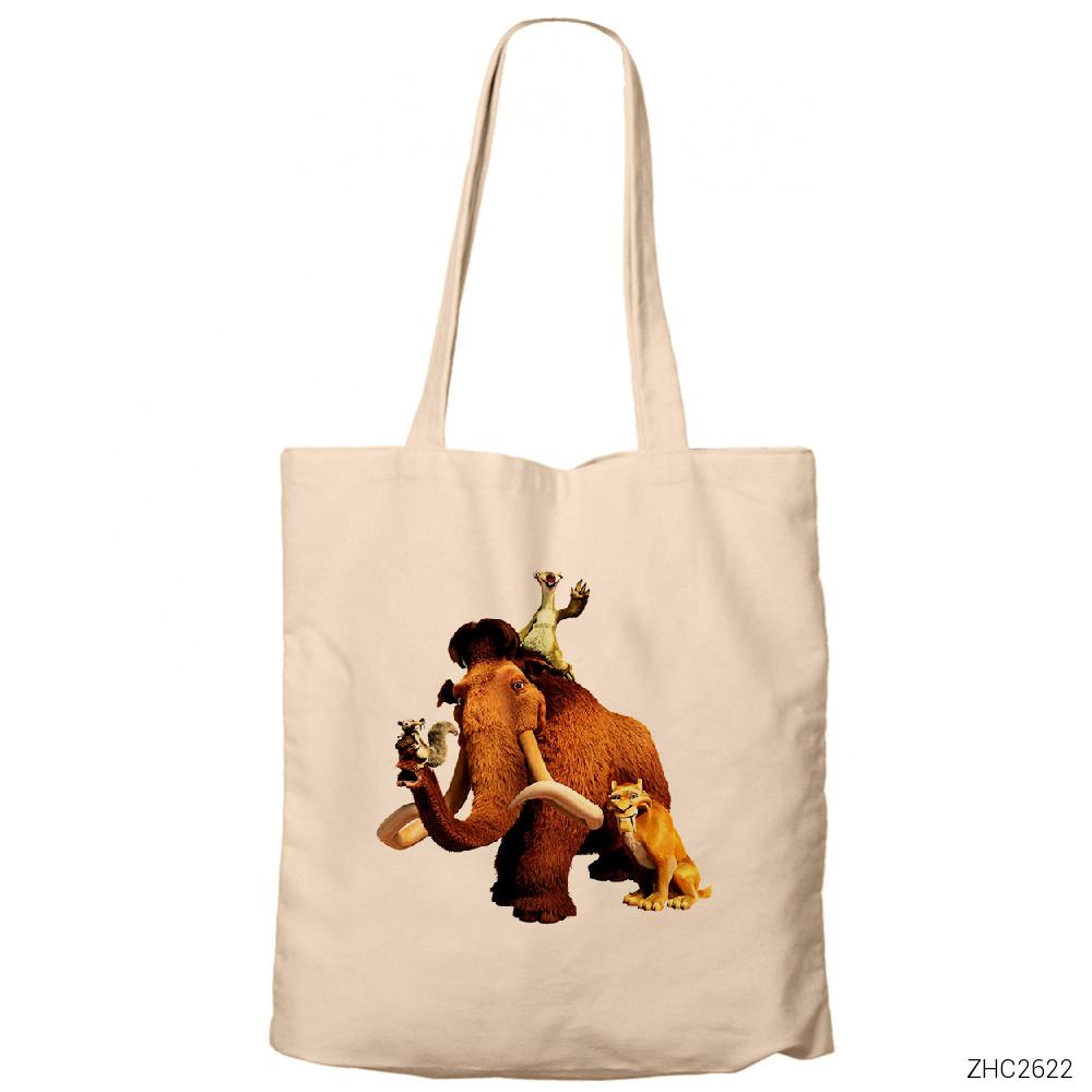 Buz Devri Team Manny Krem Fermuarlı Bez Çanta Gabardin