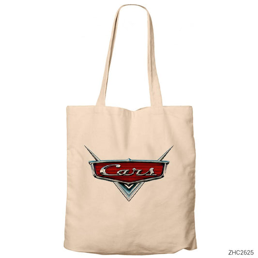 Cars Logo Krem Fermuarlı Bez Çanta Gabardin