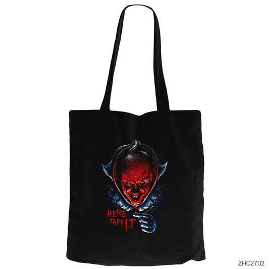 IT Here Take Siyah Fermuarlı Bez Çanta Gabardin