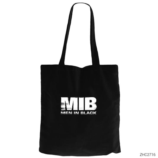 Men in Black Logo - 2 Siyah Fermuarlı Bez Çanta Gabardin