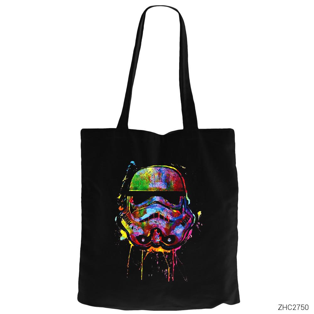 Star Wars Helmet Siyah Fermuarlı Bez Çanta Gabardin