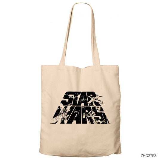 Star Wars Logo - 3 Krem Fermuarlı Bez Çanta Gabardin
