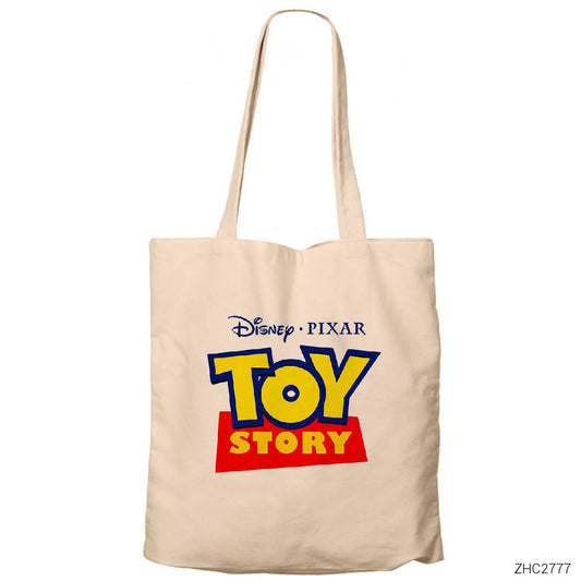Toy Story Logo Krem Fermuarlı Bez Çanta Gabardin