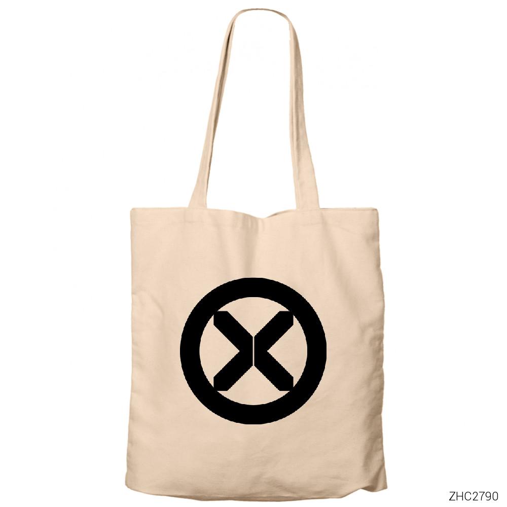 X-men Logo Krem Fermuarlı Bez Çanta Gabardin