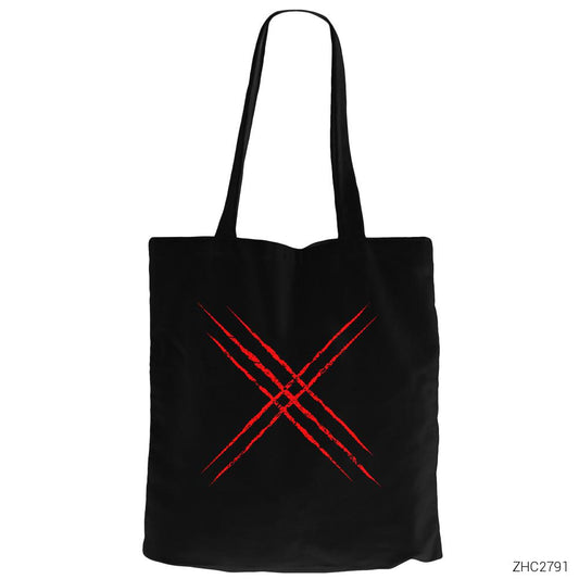 X-men Logo Red Siyah Fermuarlı Bez Çanta Gabardin