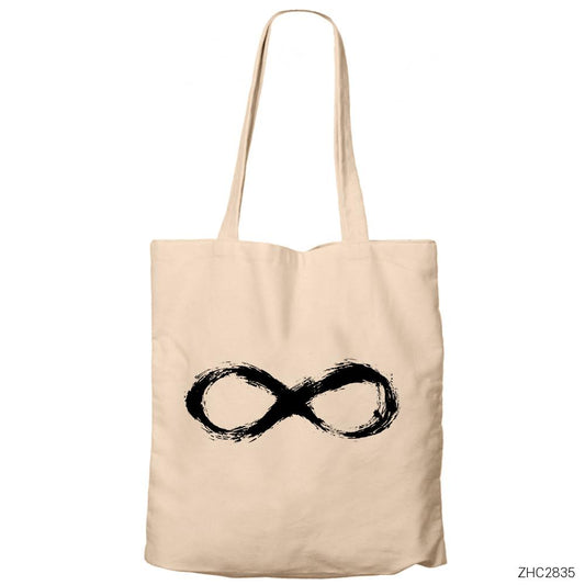 Infinity Krem Fermuarlı Bez Çanta Gabardin