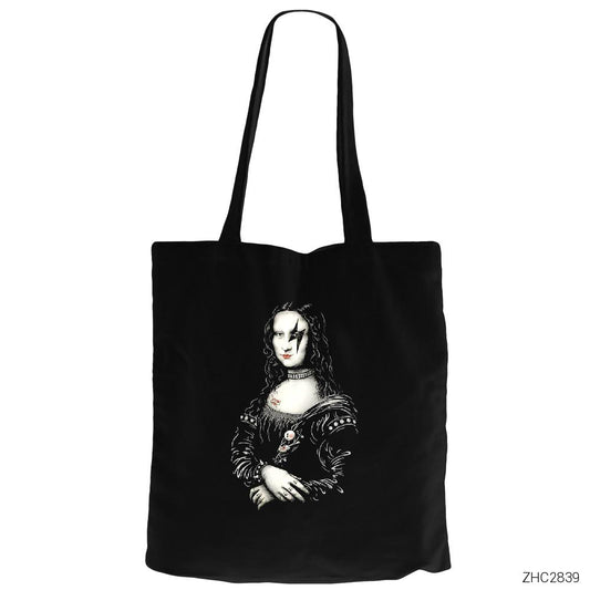 Mona Lisa Siyah Fermuarlı Bez Çanta Gabardin
