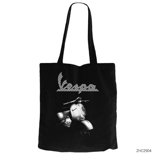 Vespa Scotter Siyah Fermuarlı Bez Çanta Gabardin
