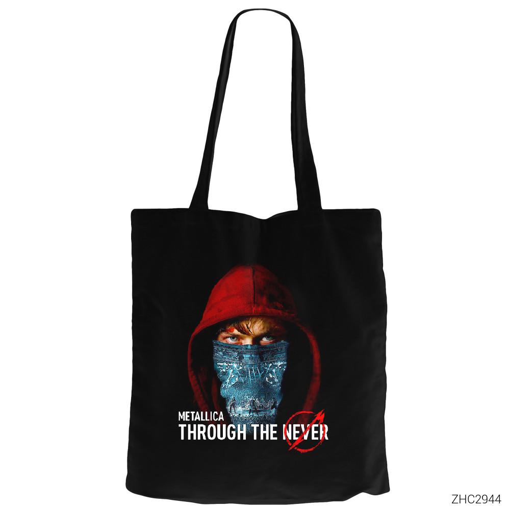 Metallica Trough The Never Siyah Fermuarlı Bez Çanta Gabardin