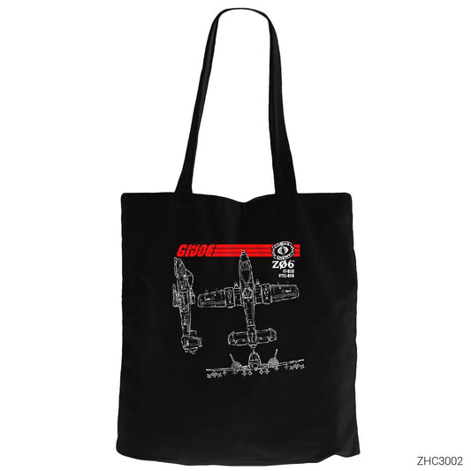 GI Joe Cobra Siyah Fermuarlı Bez Çanta Gabardin