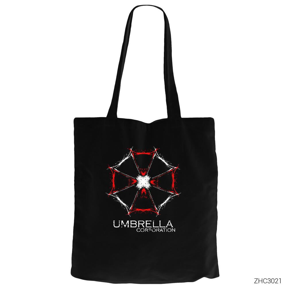 Resident Evil Umbrella Corparation Siyah Fermuarlı Bez Çanta Gabardin