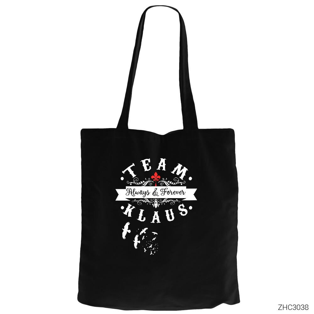 Team Klaus Siyah Fermuarlı Bez Çanta Gabardin