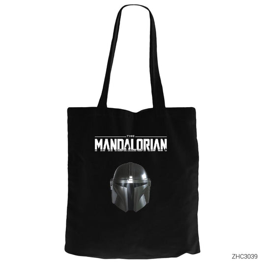 The Mandalorian Helmet Siyah Fermuarlı Bez Çanta Gabardin