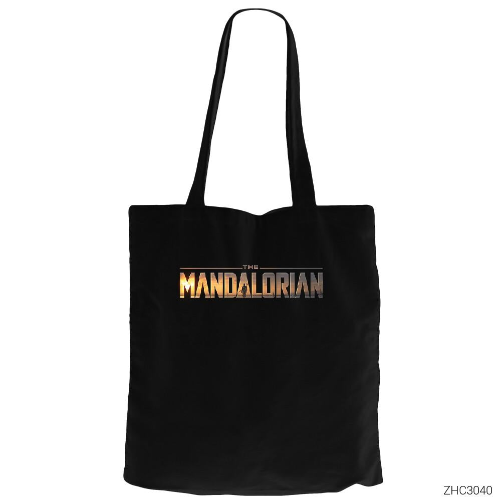 The Mandalorian Logo Siyah Fermuarlı Bez Çanta Gabardin