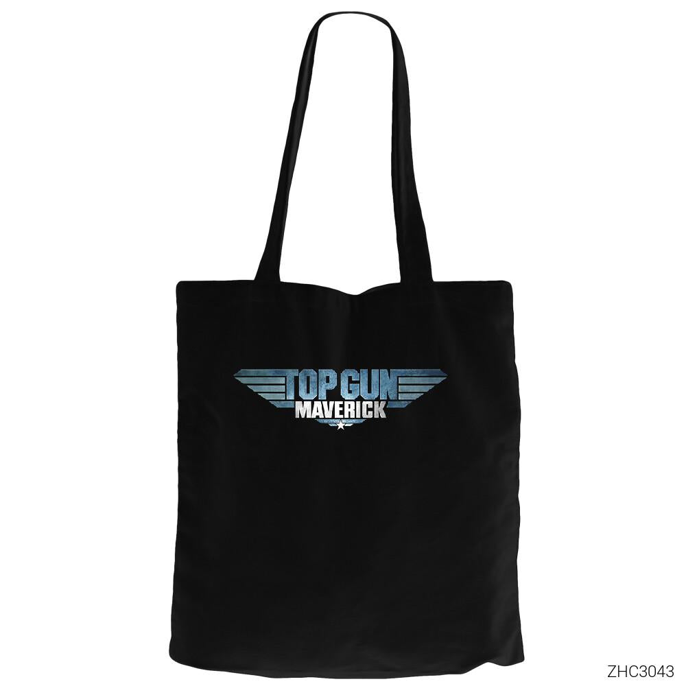 Top Gun Maverick Siyah Fermuarlı Bez Çanta Gabardin