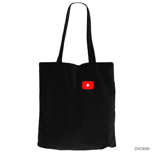 Youtube Siyah Fermuarlı Bez Çanta Gabardin