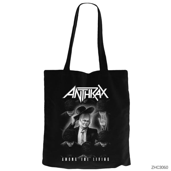 Anthrax Among The Living Siyah Fermuarlı Bez Çanta Gabardin