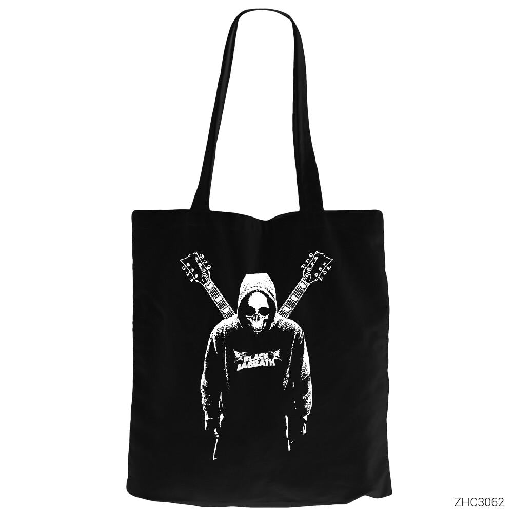 Black Sabbath Guitars Siyah Fermuarlı Bez Çanta Gabardin