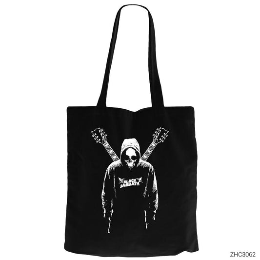 Black Sabbath Guitars Siyah Fermuarlı Bez Çanta Gabardin