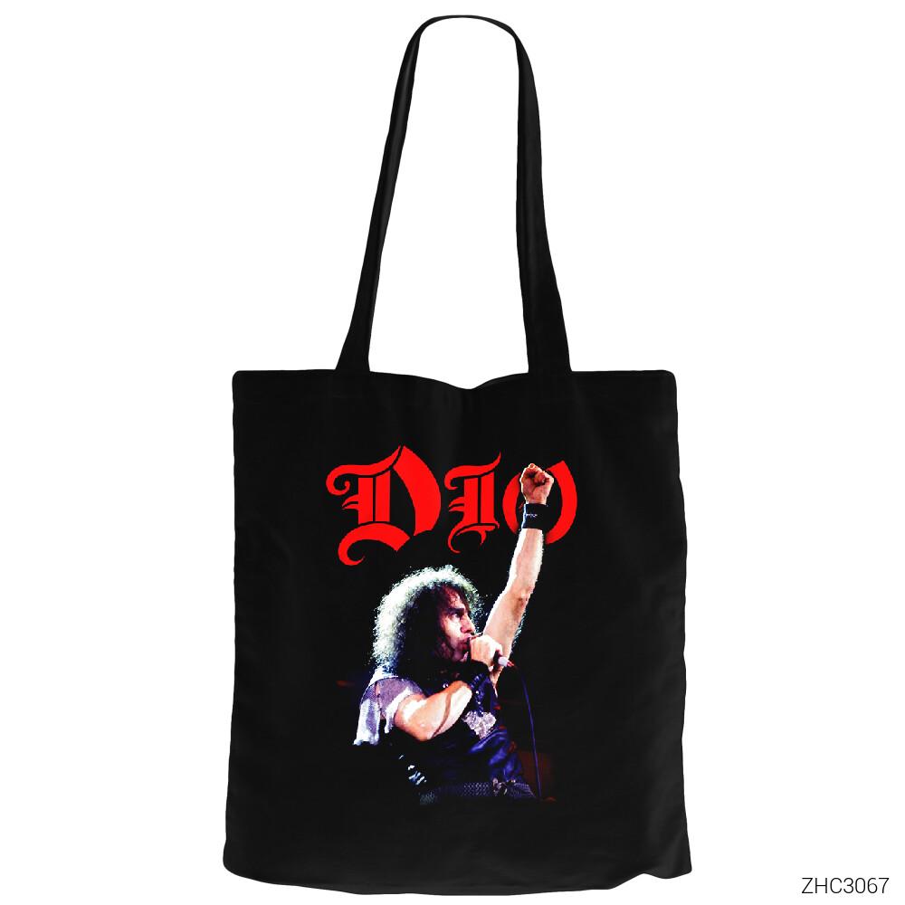 Dio We Rock Siyah Fermuarlı Bez Çanta Gabardin